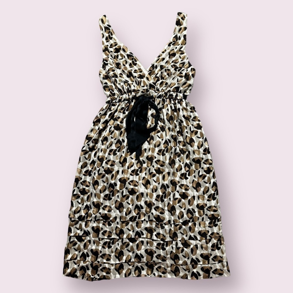 BCBGMaxAzria Silk Leopard Print Mini Dress Brown Black Size 0